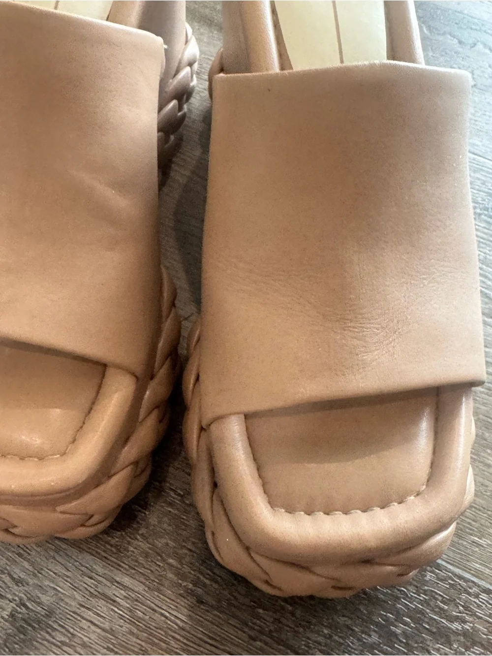 Dolce Vita Nude-Tan Braided Platform Mule Sandals